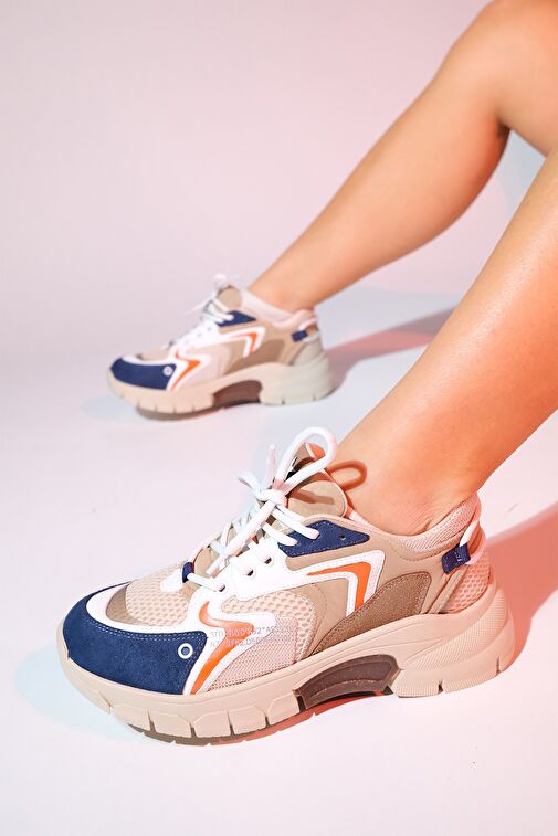 Luvi Shoes Bej-Lacivert Kadın Sneaker 98-51166 - Görsel 2