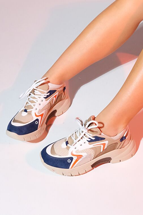 Luvi Shoes Bej-Lacivert Kadın Sneaker 98-51166 - Görsel 3