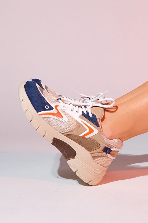 Luvi Shoes Bej-Lacivert Kadın Sneaker 98-51166 - Görsel 4