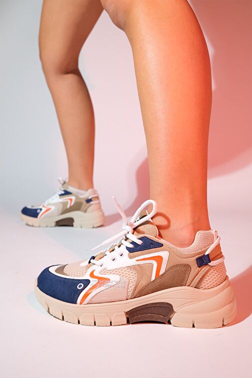 Luvi Shoes Bej-Lacivert Kadın Sneaker 98-51166 - Görsel 5