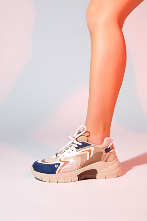 Luvi Shoes Bej-Lacivert Kadın Sneaker 98-51166 - Görsel 7