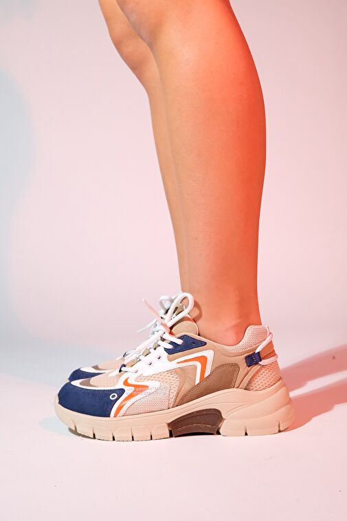 Luvi Shoes Bej-Lacivert Kadın Sneaker 98-51166 - Görsel 6