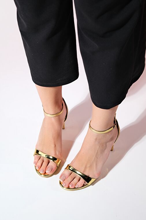 BERN Altın Ayna Kadın Platform Topuklu Abiye Ayakkabı - Görsel 3