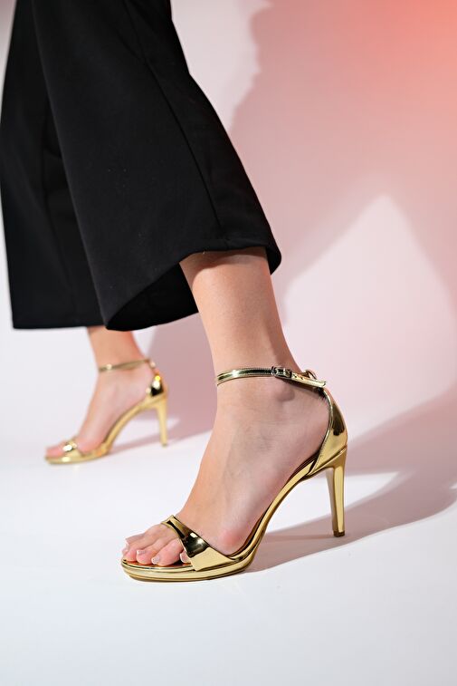 BERN Altın Ayna Kadın Platform Topuklu Abiye Ayakkabı - Görsel 5