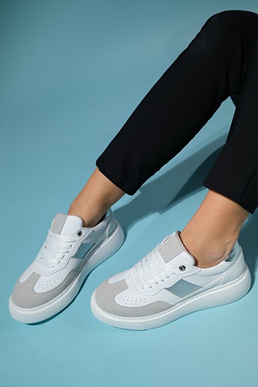 BEICE Beyaz Gri Kadın Spor Ayakkabı - Görsel 6