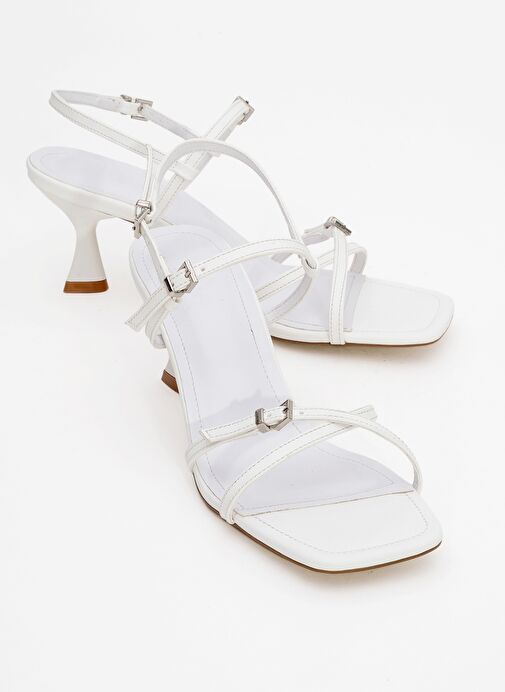NEBEL Beyaz Cilt Kadın Topuklu Sandalet - Görsel 2