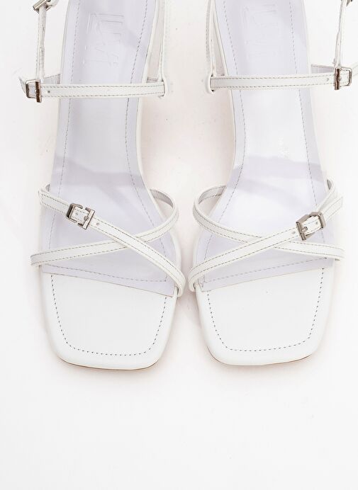 NEBEL Beyaz Cilt Kadın Topuklu Sandalet - Görsel 3