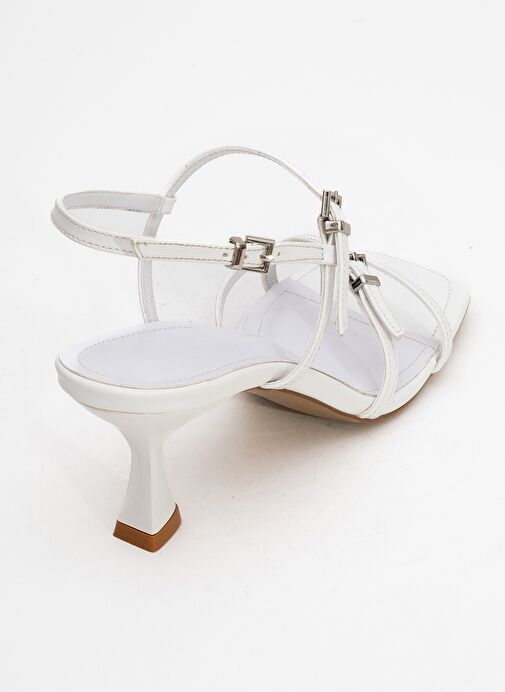 NEBEL Beyaz Cilt Kadın Topuklu Sandalet - Görsel 6