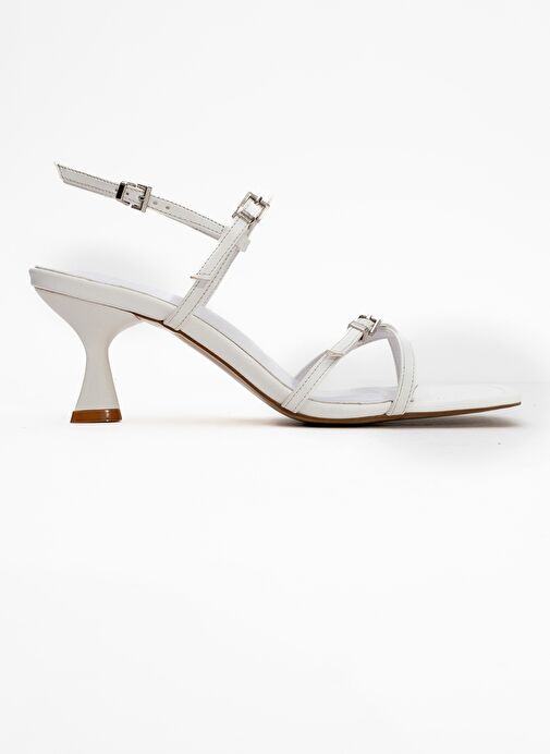 NEBEL Beyaz Cilt Kadın Topuklu Sandalet - Görsel 7
