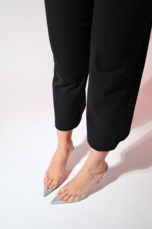 Luvi Shoes Gümüş Kadın Topuklu Ayakkabı 21-702 - Görsel 4