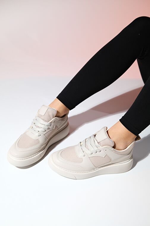 PURE Bej Cilt Kadın Spor Ayakkabı - Görsel 6