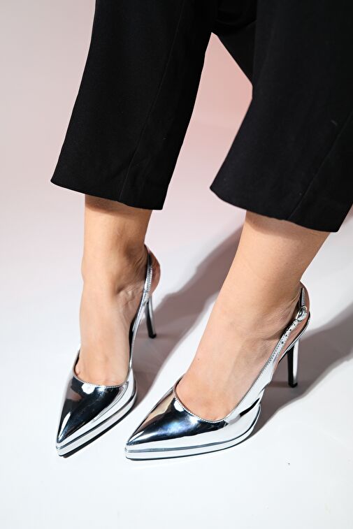 Luvi Shoes Gümüş Kadın Platform Topuklu Ayakkabı 71-4032 - Görsel 3