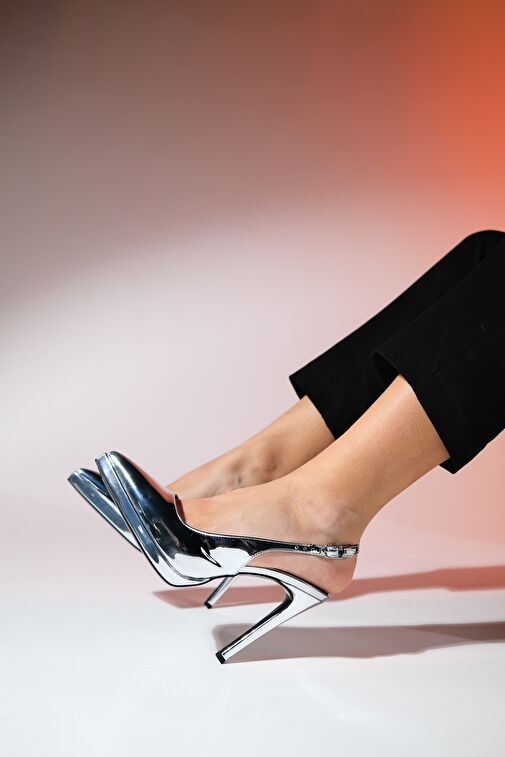 Luvi Shoes Gümüş Kadın Platform Topuklu Ayakkabı 71-4032 - Görsel 6