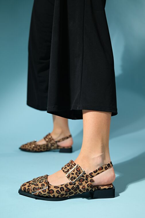 PALOMA Siyah Sarı Desenli Altın Tokalı Kadın Sandalet - Görsel 5