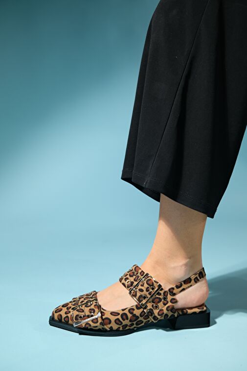 PALOMA Siyah Sarı Desenli Altın Tokalı Kadın Sandalet - Görsel 6