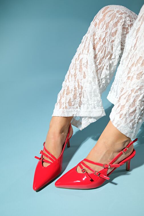 Luvi Shoes Bordo Kadın Rugan Topuklu Ayakkabı 124-6655 - Görsel 3
