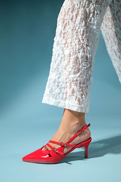 Luvi Shoes Bordo Kadın Rugan Topuklu Ayakkabı 124-6655 - Görsel 5