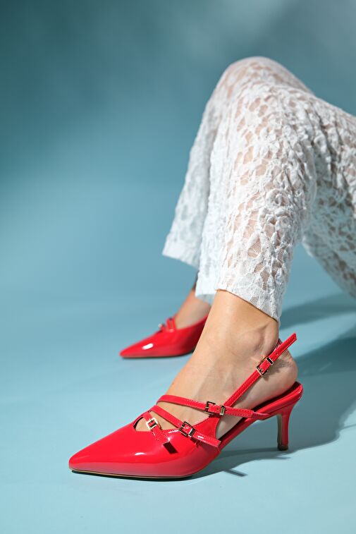 Luvi Shoes Bordo Kadın Rugan Topuklu Ayakkabı 124-6655 - Görsel 6