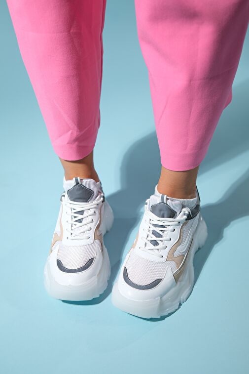 Luvi Shoes Beyaz-Gri Kadın Sneaker 210-60124 - Görsel 2