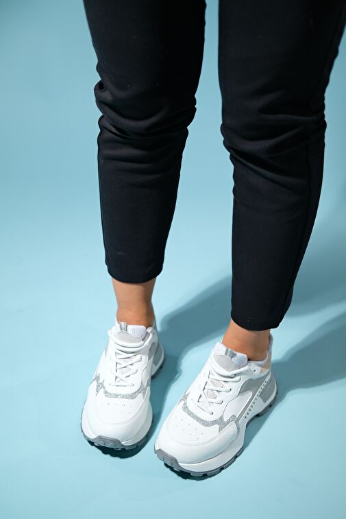 BLAJ Beyaz Gri Kadın Spor Ayakkabı - Görsel 3