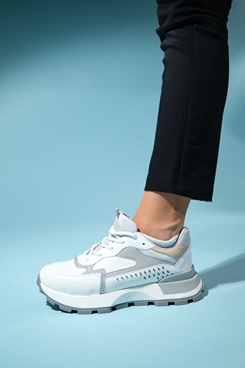 BLAJ Beyaz Gri Kadın Spor Ayakkabı - Görsel 5