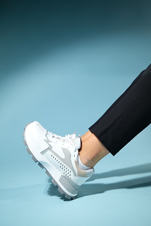 BLAJ Beyaz Gri Kadın Spor Ayakkabı - Görsel 6