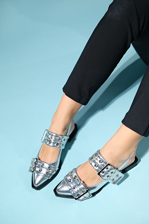 PALOMA Gümüş Cilt Gümüş Tokalı Kadın Sandalet - Görsel 2