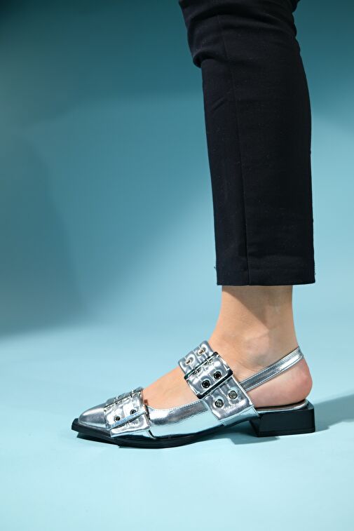 PALOMA Gümüş Cilt Gümüş Tokalı Kadın Sandalet - Görsel 6