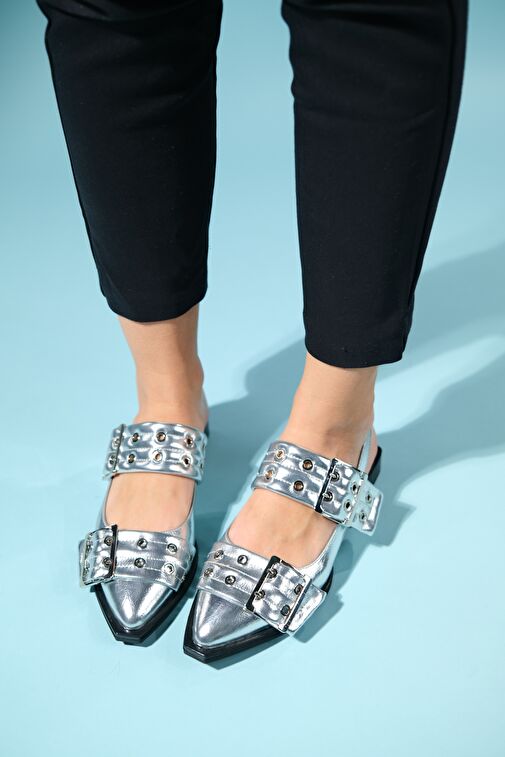 PALOMA Gümüş Cilt Gümüş Tokalı Kadın Sandalet - Görsel 7