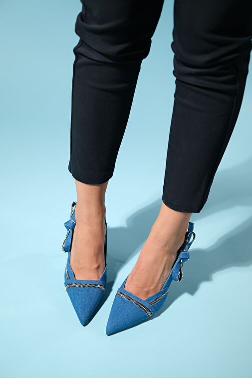 Luvi Shoes Kot Mavi Kadın Topuklu Ayakkabı 225-5549 - Görsel 3