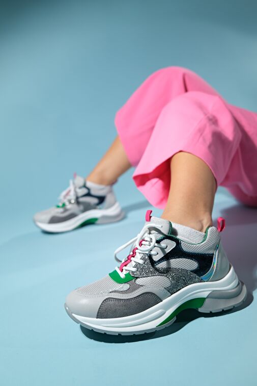 Luvi Shoes Beyaz-Gri Kadın Sneaker 98-30162 - Görsel 3
