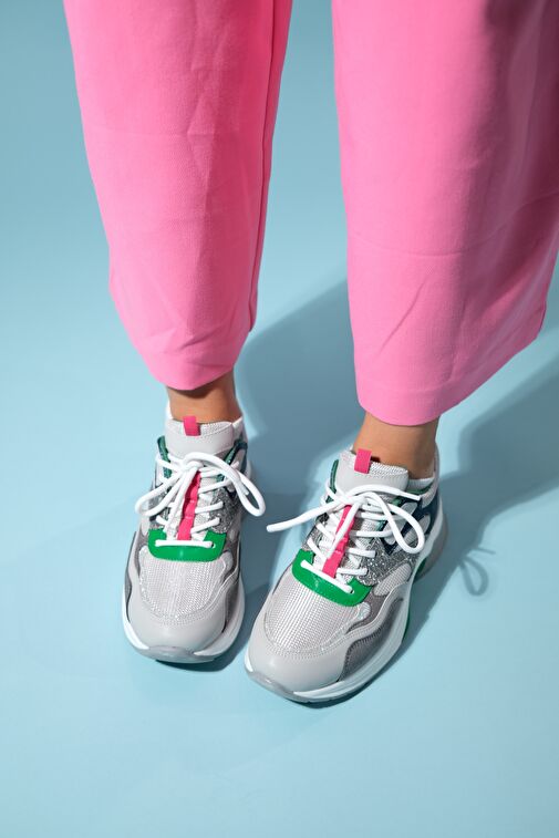 Luvi Shoes Beyaz-Gri Kadın Sneaker 98-30162 - Görsel 4