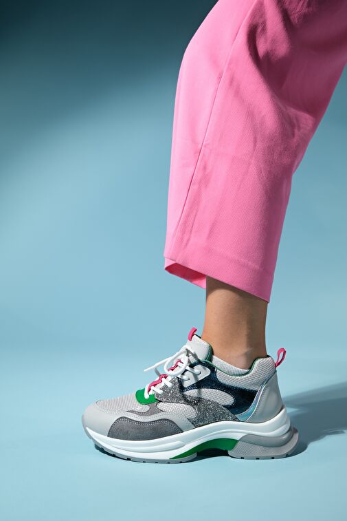 Luvi Shoes Beyaz-Gri Kadın Sneaker 98-30162 - Görsel 5