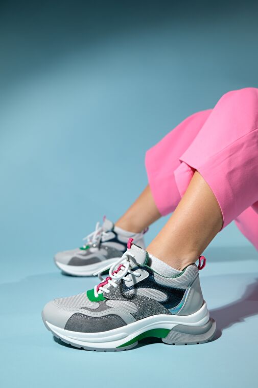 Luvi Shoes Beyaz-Gri Kadın Sneaker 98-30162 - Görsel 8