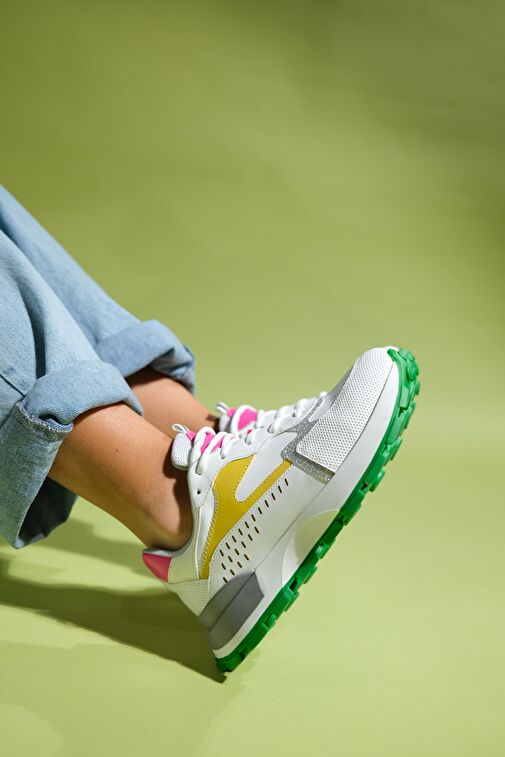 BLAJ Beyaz Sarı Multi Kadın Spor Ayakkabı - Görsel 4