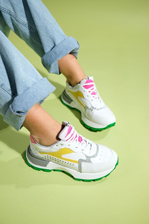 BLAJ Beyaz Sarı Multi Kadın Spor Ayakkabı - Görsel 5