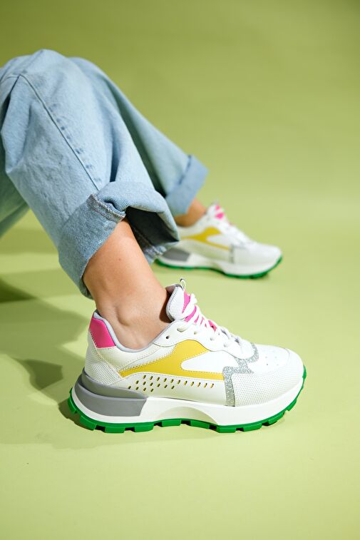BLAJ Beyaz Sarı Multi Kadın Spor Ayakkabı - Görsel 7