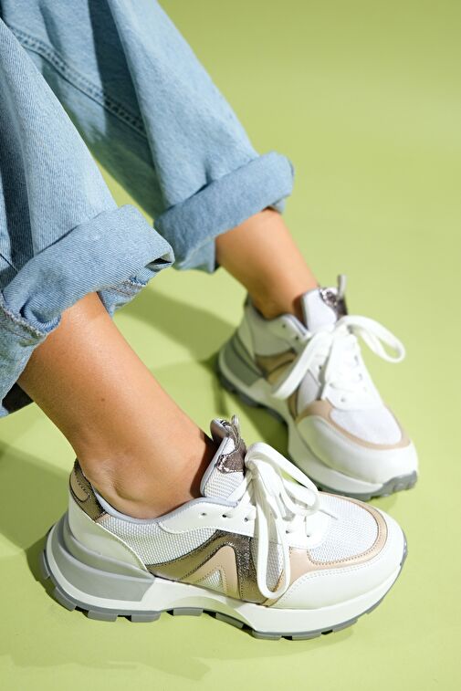 CALM Beyaz Platin Kadın Spor Ayakkabı - Görsel 3