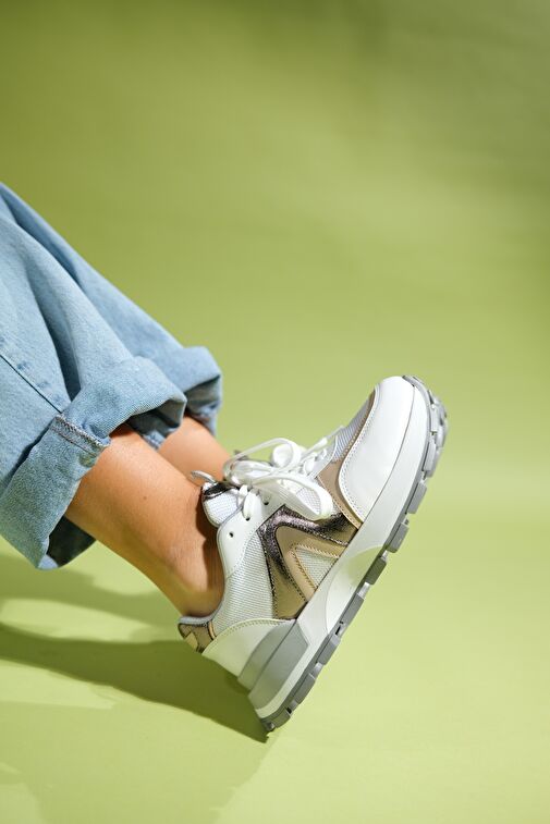 CALM Beyaz Platin Kadın Spor Ayakkabı - Görsel 4