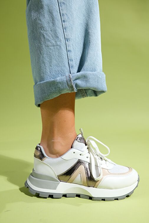 CALM Beyaz Platin Kadın Spor Ayakkabı - Görsel 5