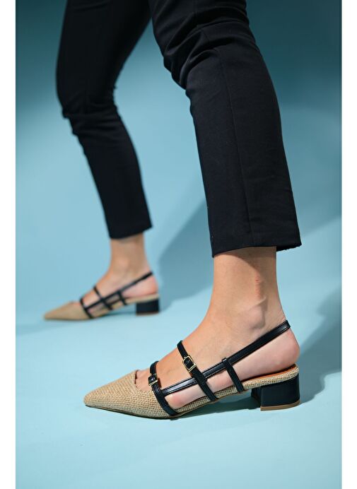 Luvi Shoes Siyah-Ten Kadın Hasır Topuklu Sandalet 79-400 - Görsel 2