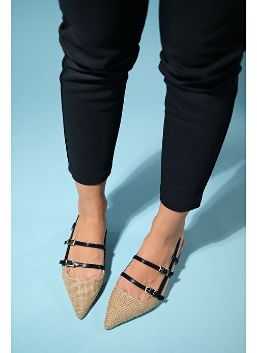Luvi Shoes Siyah-Ten Kadın Hasır Topuklu Sandalet 79-400 - Görsel 3