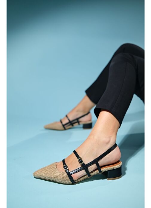 Luvi Shoes Siyah-Ten Kadın Hasır Topuklu Sandalet 79-400 - Görsel 4
