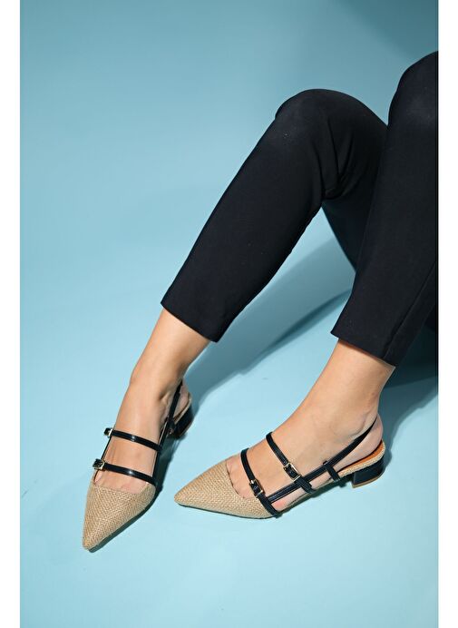 Luvi Shoes Siyah-Ten Kadın Hasır Topuklu Sandalet 79-400 - Görsel 5