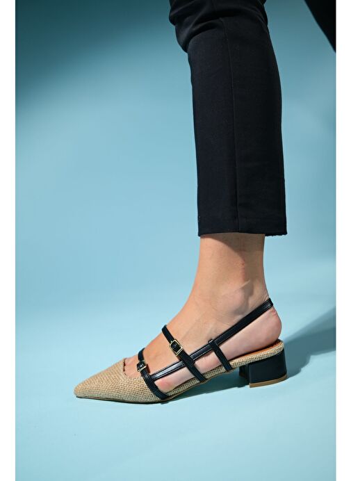 Luvi Shoes Siyah-Ten Kadın Hasır Topuklu Sandalet 79-400 - Görsel 6