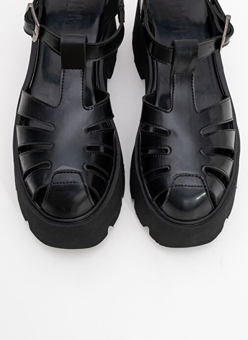 VERUA Siyah Kadın Kalın Tabanlı Sandalet - Görsel 3