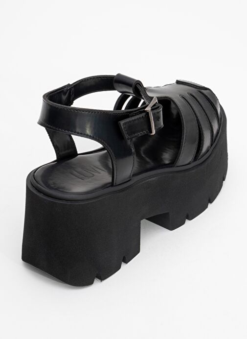 VERUA Siyah Kadın Kalın Tabanlı Sandalet - Görsel 6