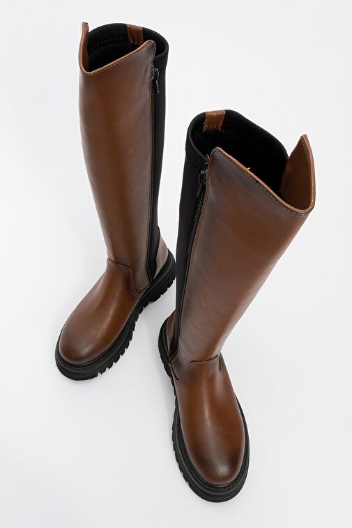 SHADOW Taba Streç Detaylı Kadın Çizme - Görsel 3