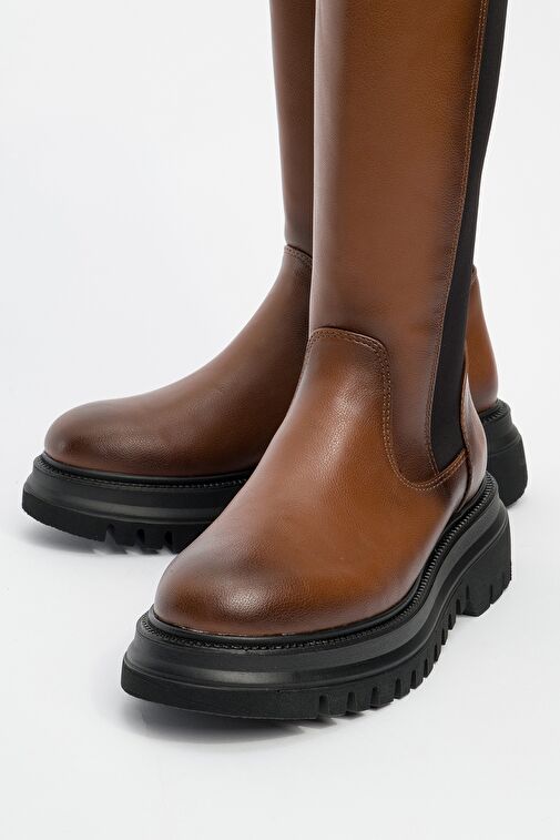 SHADOW Taba Streç Detaylı Kadın Çizme - Görsel 4