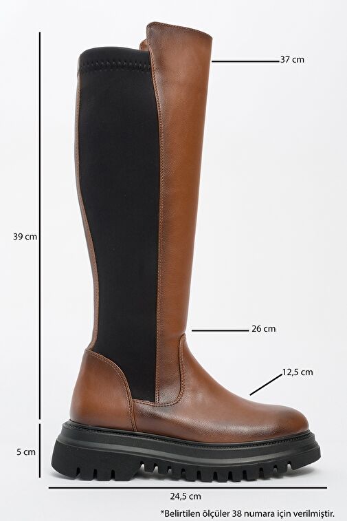 SHADOW Taba Streç Detaylı Kadın Çizme - Görsel 5